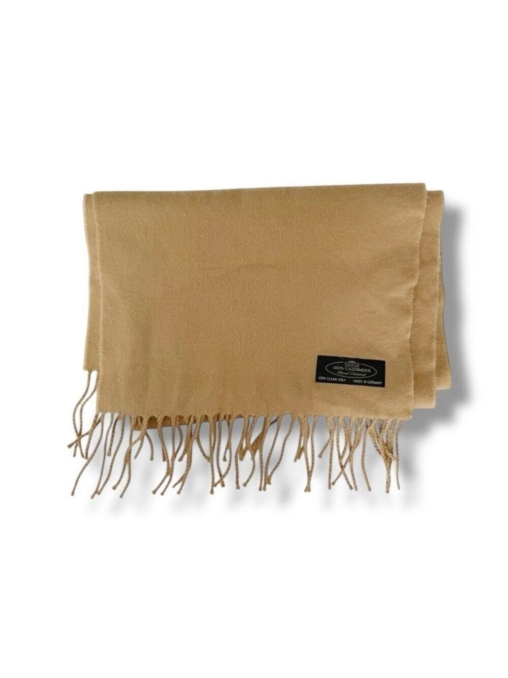 Luxury 100% Cashmere Beige Tan Scarf Wrap Shawl Unisex Germany Hand Tailored